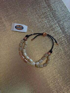 Fossil Cream and Gold Beaded Double-Strand Bracelet